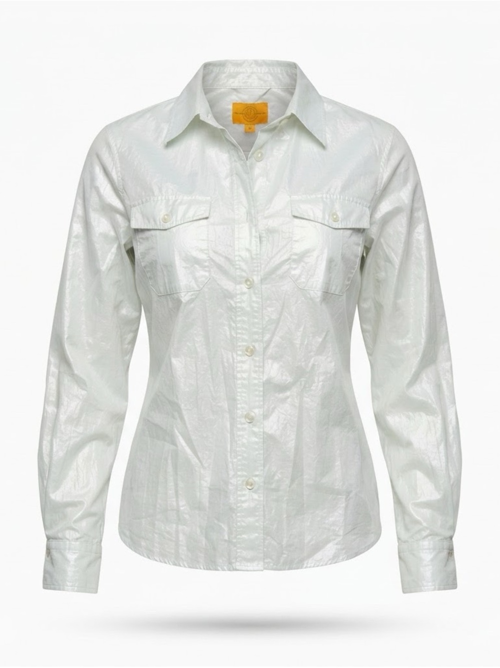 Ruby Rd. White iridescent Long-Sleeve Button-Down Shirt
